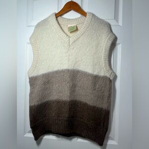 Men's Vintage Spelana Icelandic Wool Cream Brown Sweater Vest size XL